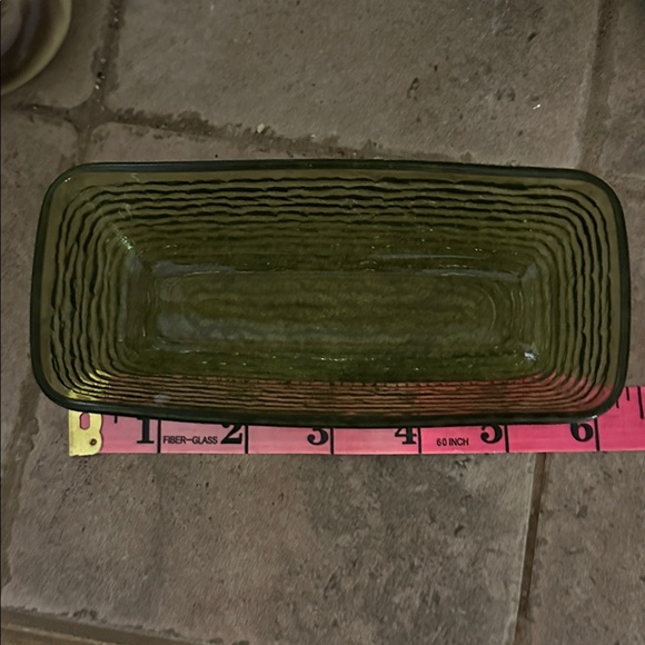 VTG Anchor Hocking Soreno Glass Covered Butter Dish ~ Avocado Green - Picture 10 of 11